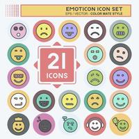 conjunto de iconos de emoticonos. adecuado para el símbolo de la educación. estilo compañero de color. diseño simple editable. vector de plantilla de diseño. ilustración de símbolo simple