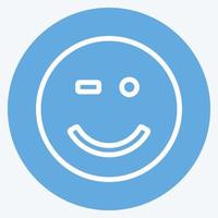 Icon Emoticon Winking. suitable for Emoticon symbol. blue eyes style. simple design editable. design template vector. simple symbol illustration vector