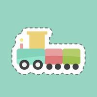 tren de juguete de corte de línea de pegatina. adecuado para el símbolo del bebé. diseño simple editable. vector de plantilla de diseño. ilustración de símbolo simple