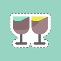 Sticker line cut Goblets. suitable for Wedding symbol. simple design editable. design template vector. simple symbol illustration vector