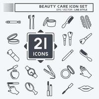 Beauty Care Icon Set. suitable for beauty care symbol. line style. simple design editable. design template vector. simple symbol illustration vector