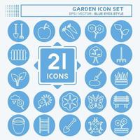 Icon Set Garden. suitable for garden symbol. blue eyes style. simple design editable. design template vector. simple symbol illustration vector