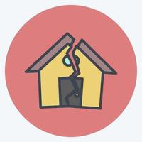 Icon Earthquake Hitting House. suitable for disasters symbol. color mate style. simple design editable. design template vector. simple symbol illustration
