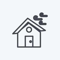 Icon Winds Hitting House. suitable for disasters symbol. line style. simple design editable. design template vector. simple symbol illustration vector