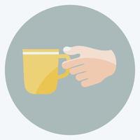 icono sosteniendo una taza de café. adecuado para el símbolo de acciones manuales. estilo plano diseño simple editable. vector de plantilla de diseño. ilustración de símbolo simple