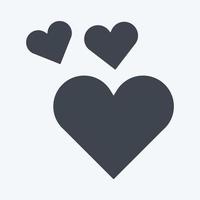 icono dos corazones. adecuado para el símbolo de la boda. estilo de glifo. diseño simple editable. vector de plantilla de diseño. ilustración de símbolo simple