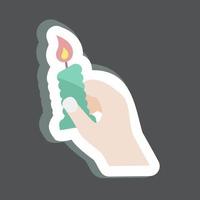 Sticker Holding Candle. suitable for Hand Actions symbol. simple design editable. design template vector. simple symbol illustration vector