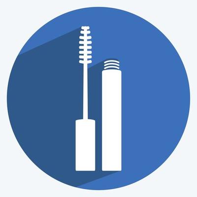 Icon Mascara. suitable for beauty care symbol. long shadow style. simple design editable. design template vector. simple symbol illustration