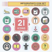 Infographics Icon Set. suitable for Education symbol. color mate style. simple design editable. design template vector. simple symbol illustration vector