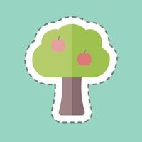 árbol frutal cortado en línea adhesiva. adecuado para el símbolo del jardín. diseño simple editable. vector de plantilla de diseño. ilustración de símbolo simple