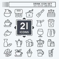 conjunto de iconos de bebida. adecuado para el símbolo de la comida. estilo de línea diseño simple editable. vector de plantilla de diseño. ilustración de símbolo simple