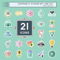 Community Sticker line cut Set. suitable for Education symbol. simple design editable. design template vector. simple symbol illustration vector