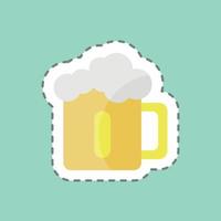 taza de cerveza cortada en línea de pegatina. adecuado para el símbolo de bebida. diseño simple editable. vector de plantilla de diseño. ilustración de símbolo simple