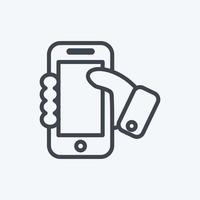 Icon Holding Smartphone. suitable for Web Interface symbol. line style. simple design editable. design template vector. simple symbol illustration vector