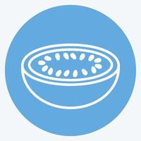 melón icono. adecuado para el símbolo de frutas y verduras. estilo de ojos azules. diseño simple editable. vector de plantilla de diseño.