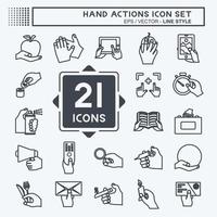 Hand Actions Icon Set. suitable for Education symbol. line style. simple design editable. design template vector. simple symbol illustration vector