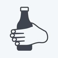 Icon Holding Bottle. suitable for Hand Actions symbol. glyph style. simple design editable. design template vector. simple symbol illustration vector