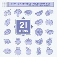 Fruits and Vegetables Icon Set. suitable for Education symbol. two tone style. simple design editable. design template vector. simple symbol i vector