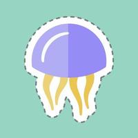 Sticker line cut Jelly Fish. suitable for Sea symbol. simple design editable. design template vector. simple symbol illustration vector