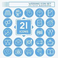 Wedding Icon Set. suitable for Mobile Apps symbol. blue eyes style. simple design editable. design template vector. simple symbol illustration vector