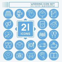 Wedding Icon Set. suitable for Mobile Apps symbol. blue eyes style. simple design editable. design template vector. simple symbol illustration vector