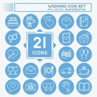 conjunto de iconos de boda. adecuado para el símbolo de aplicaciones móviles. estilo de ojos azules. diseño simple editable. vector de plantilla de diseño. ilustración de símbolo simple