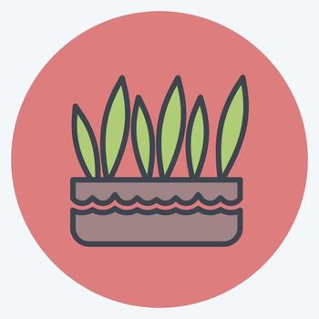 olla de hierba de icono. adecuado para el símbolo del jardín. estilo compañero de color. diseño simple editable. vector de plantilla de diseño. ilustración de símbolo simple