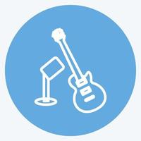 icono de guitarra y micrófono. adecuado para el símbolo del partido. estilo de ojos azules. diseño simple editable. vector de plantilla de diseño. ilustración de símbolo simple