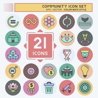 Community Icon Set. suitable for Education symbol. color mate style. simple design editable. design template vector. simple symbol illustration vector