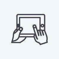 Icon Using Tablet. suitable for Hand Actions symbol. line style. simple design editable. design template vector. simple symbol illustration vector