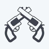 icono dos pistolas. adecuado para el símbolo del salvaje oeste. estilo de glifo. diseño simple editable. vector de plantilla de diseño. ilustración de símbolo simple