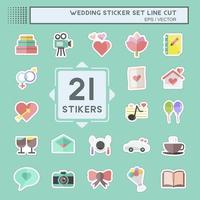 Wedding Sticker line cut Set. suitable for Mobile Apps symbol. simple design editable. design template vector. simple symbol illustration