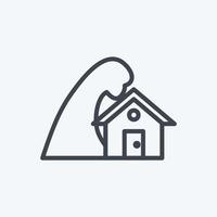 tormenta de iconos golpeando la casa. adecuado para el símbolo de desastres. estilo de línea diseño simple editable. vector de plantilla de diseño. ilustración de símbolo simple