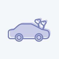 coche decorado con iconos. adecuado para el símbolo de la boda. estilo de dos tonos. diseño simple editable. vector de plantilla de diseño. ilustración de símbolo simple