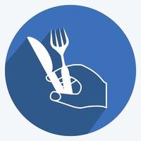 Icon Holding Fork and Knife. suitable for Hand Actions symbol. long shadow style. simple design editable. design template vector. simple symbol illustration vector