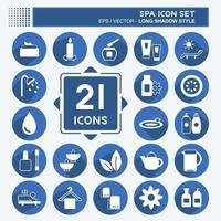 Spa Icon Set. suitable for Spa symbol. long shadow style. simple design editable. design template vector. simple symbol illustration