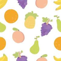 seamless pattern cartoon funny Fruit. freshness background. pineapple, banana, pineapple, orange, peach, pear. vector