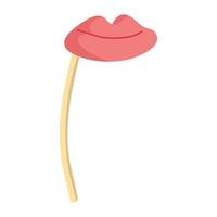 Pole or Stick with Red Lips as Party Birthday Photo Booth Prop vector