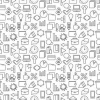 Different line style icons seamless pattern. Bussines, managment template. Business strategy wallpaper. Black and white marketing seamless pattern. vector