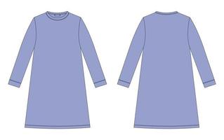 boceto técnico de camisón. camisola de algodón para niños. color azul. Ilustración de vector de camisón.