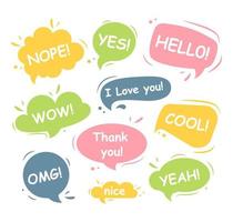 Colorful set of speech bubbles with phrases vector