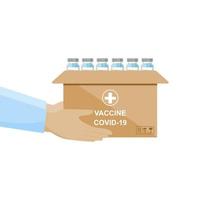 Vaccine box in hand vector