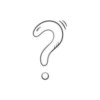 Question mark hand drawn in doodle style, vector illustration. Icon question symbol for print and design. Quiz and Exam concept, isolated element on a white background. Graphic sign ask and fqa