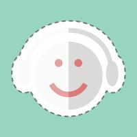 reproductor de música con emoticonos de corte de línea de pegatinas. adecuado para el símbolo de emoticono. diseño simple editable. vector de plantilla de diseño. ilustración de símbolo simple