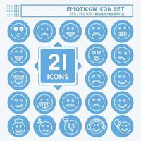 Emoticon Icon Set. suitable for Education symbol. blue eyes style. simple design editable. design template vector. simple symbol illustration vector