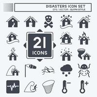 Disasters Icon Set. suitable for nature symbol. glyph style. simple design editable. design template vector. simple symbol illustration vector
