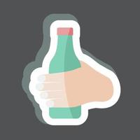 Sticker Holding Bottle. suitable for Hand Actions symbol. simple design editable. design template vector. simple symbol illustration vector