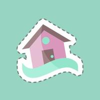 Sticker line cut House in Flood. suitable for disasters symbol. color mate style. simple design editable. design template vector. simple symbol illustration vector