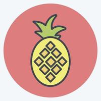 icono de piña. adecuado para el símbolo de frutas y verduras. estilo compañero de color. diseño simple editable. vector de plantilla de diseño. ilustración de símbolo simple