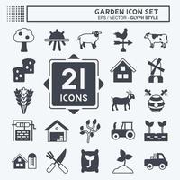 Garden Icon Set. suitable for Education symbol. glyph style. simple design editable. design template vector. simple symbol illustration vector